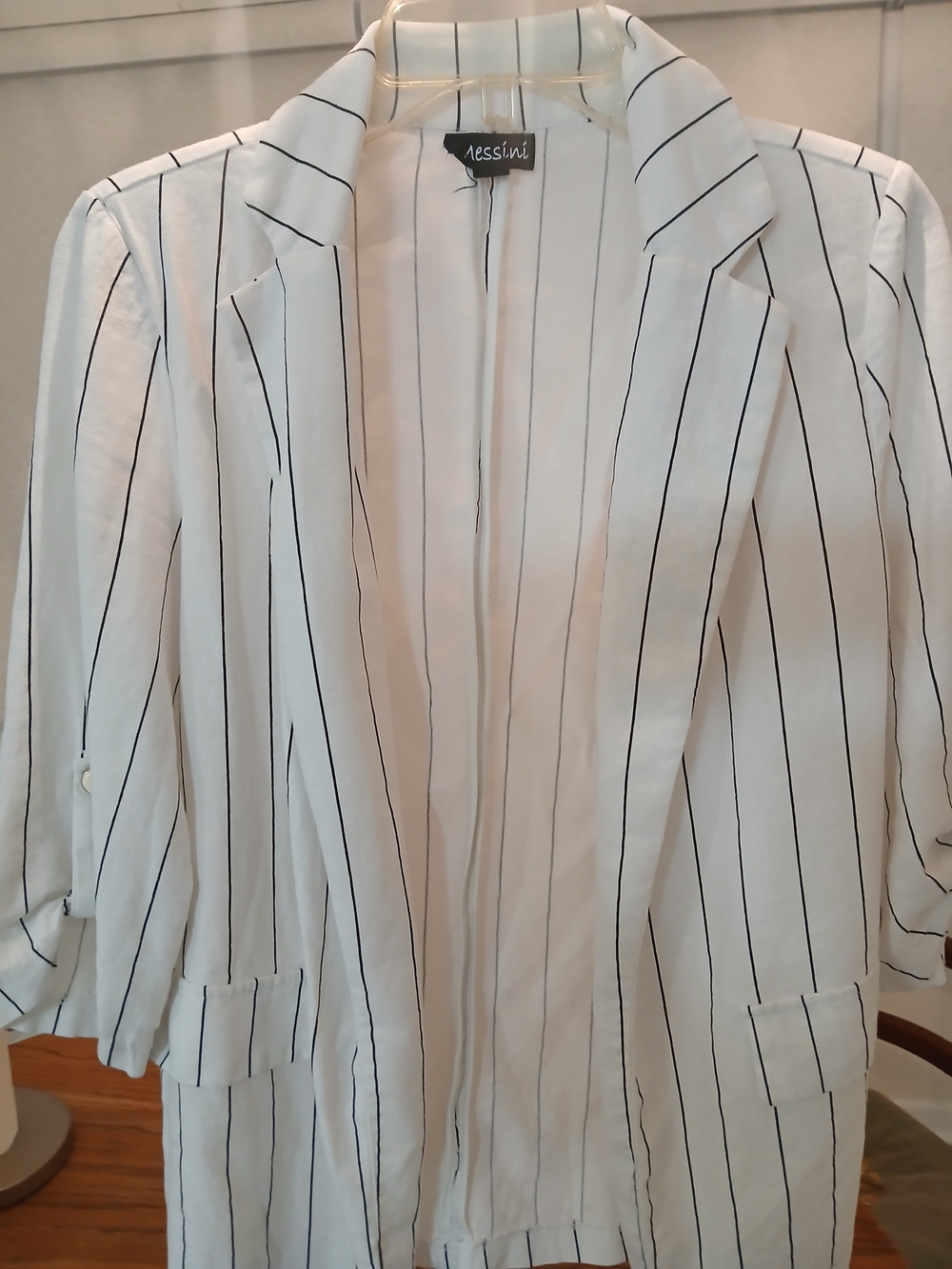 Aessini White Pinstripe Blazer